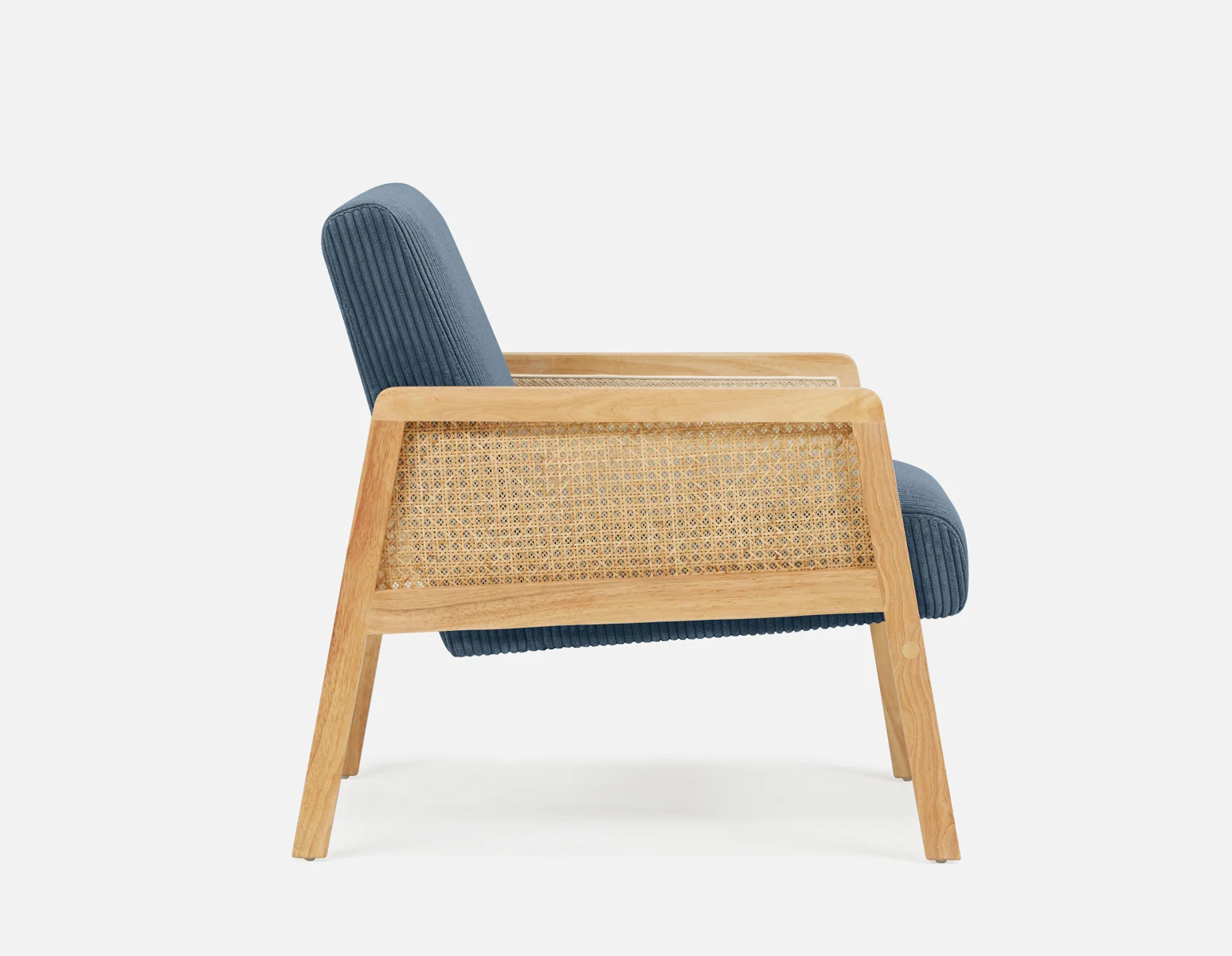BECKETT — Armchair with corduroy and rattan accents (58-39-40-60) - Image 9