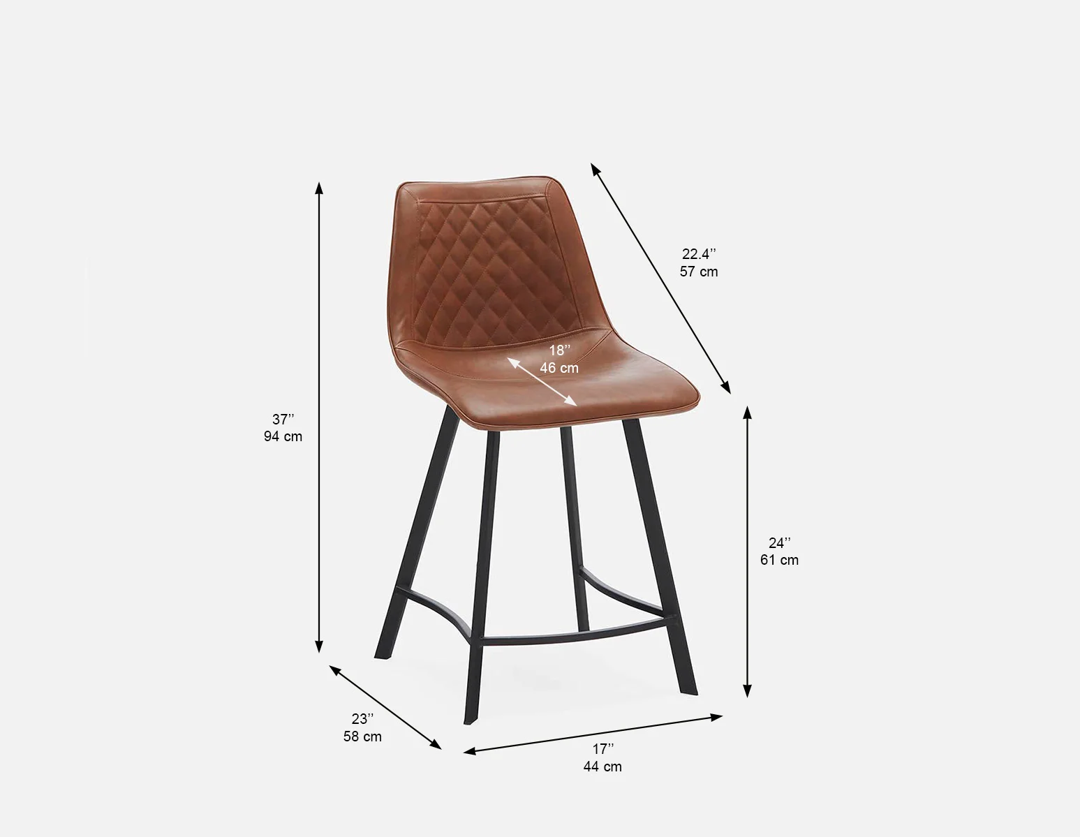 MALI — Mid-century modern counter stool with backrest 61 cm (68-92-91-96) - Image 7