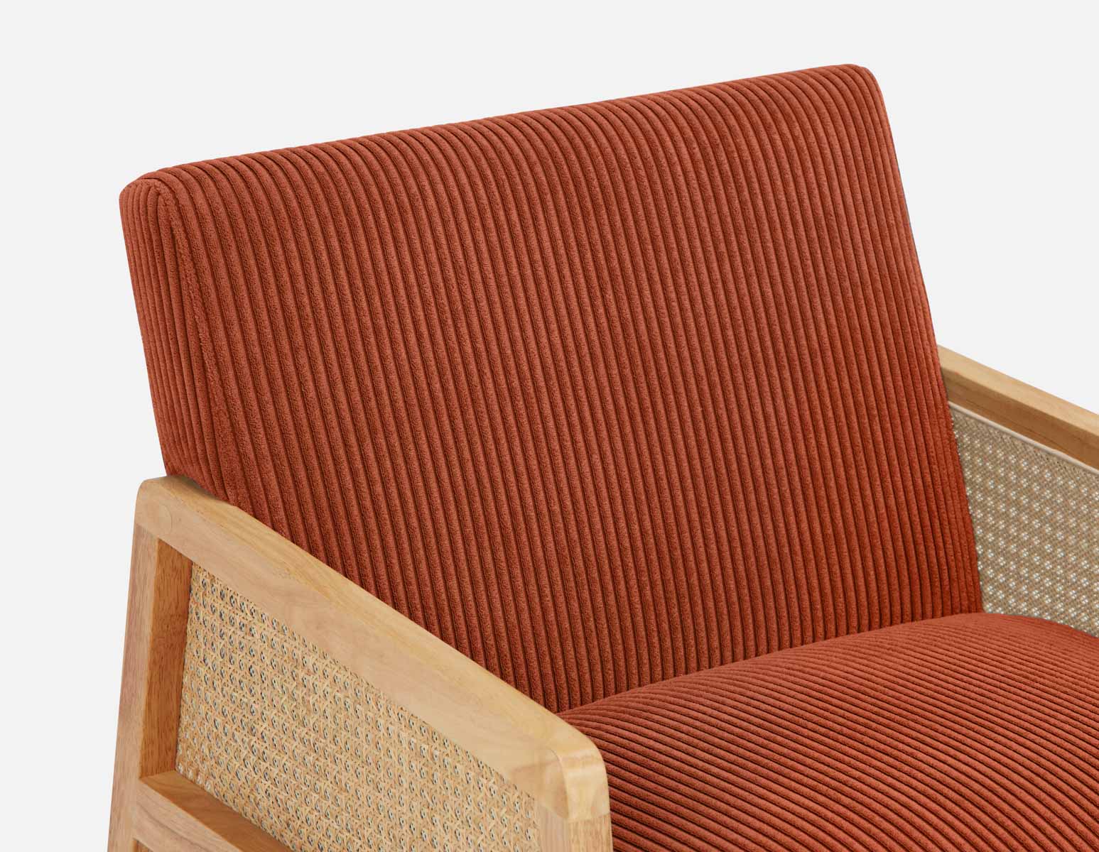BECKETT — Armchair with corduroy and rattan accents (58-39-40-45) - Image 7