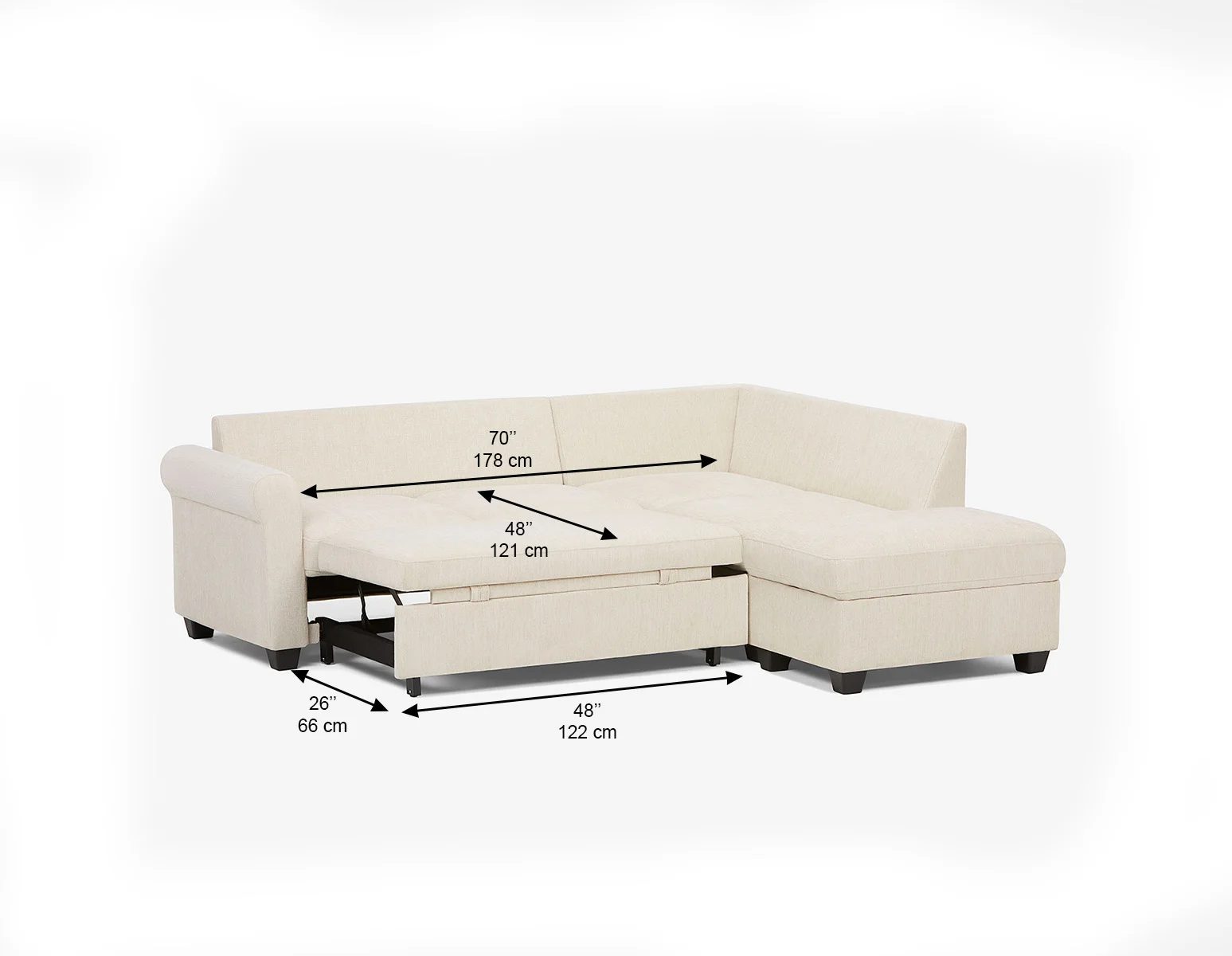 DELPHINE — Traditional right-facing sectional sofa-bed with storage (28-94-59-95) - Image 15
