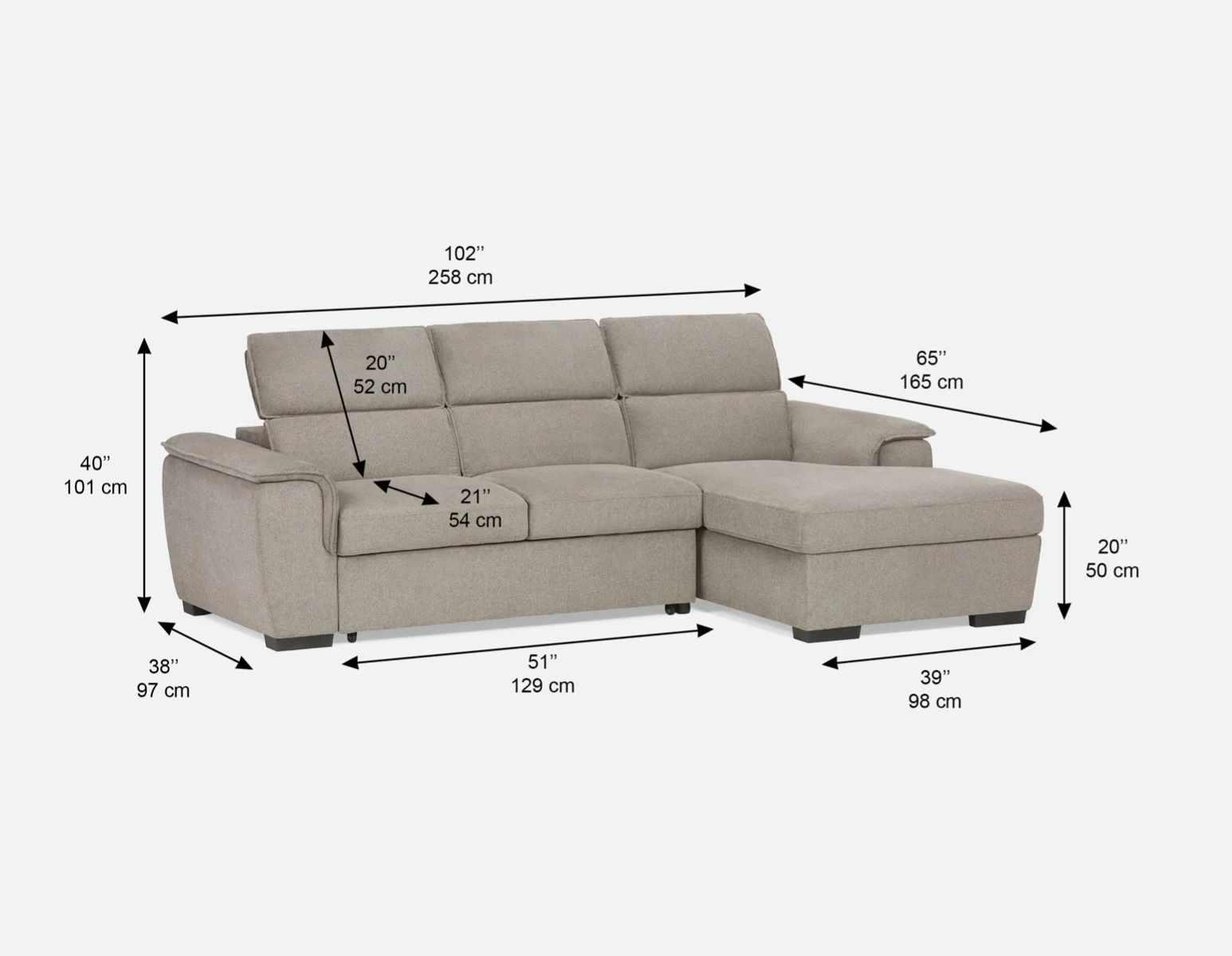 ODETTE — Contemporary right-facing sectional sofa-bed with storage (85-58-17-30) - Image 15