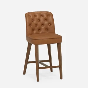 NELA — 100% leather counter stool 66cm (53-02-68-67)