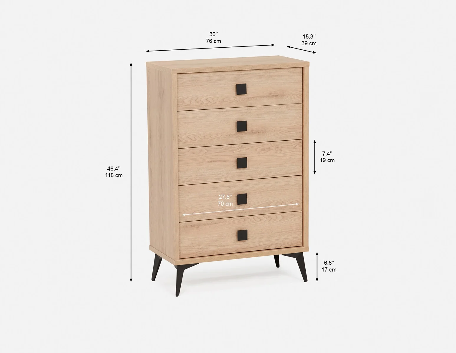 KIERA — Mid-century modern 5-drawer chest (35-85-30-04) - Image 12