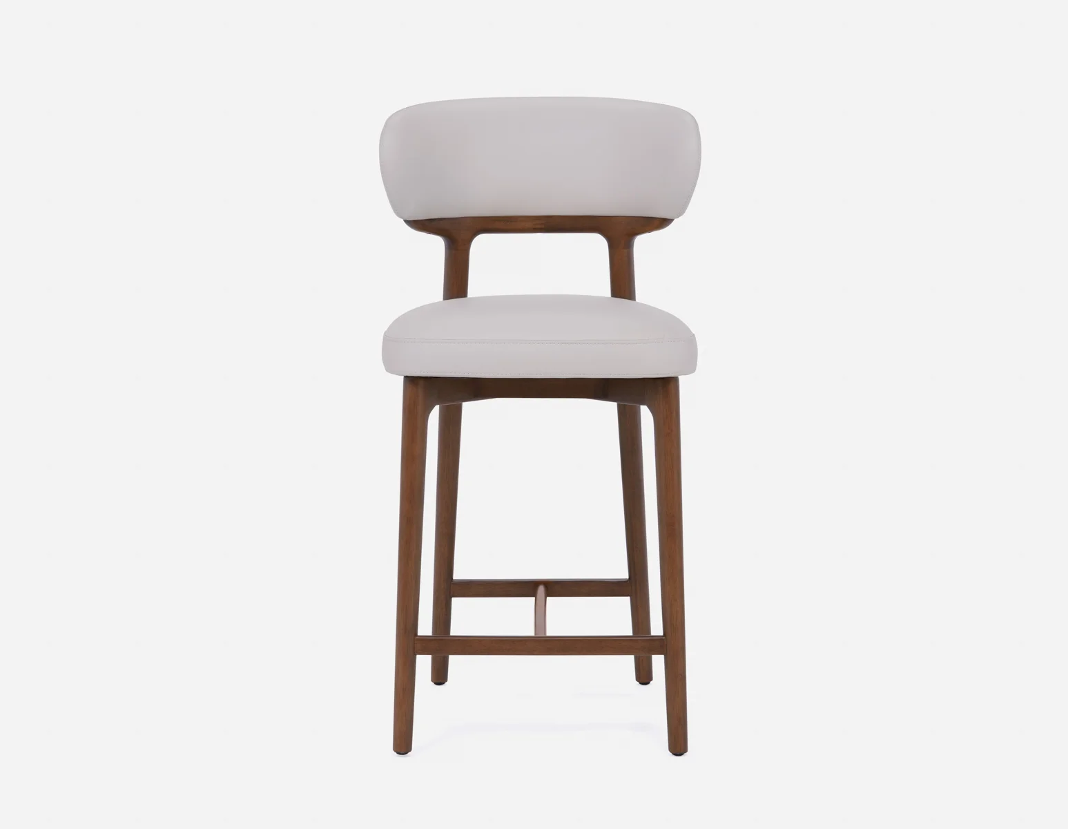 SEVILLE — 100% leather mid-century counter stool 66cm (45-12-99-34) - Image 2
