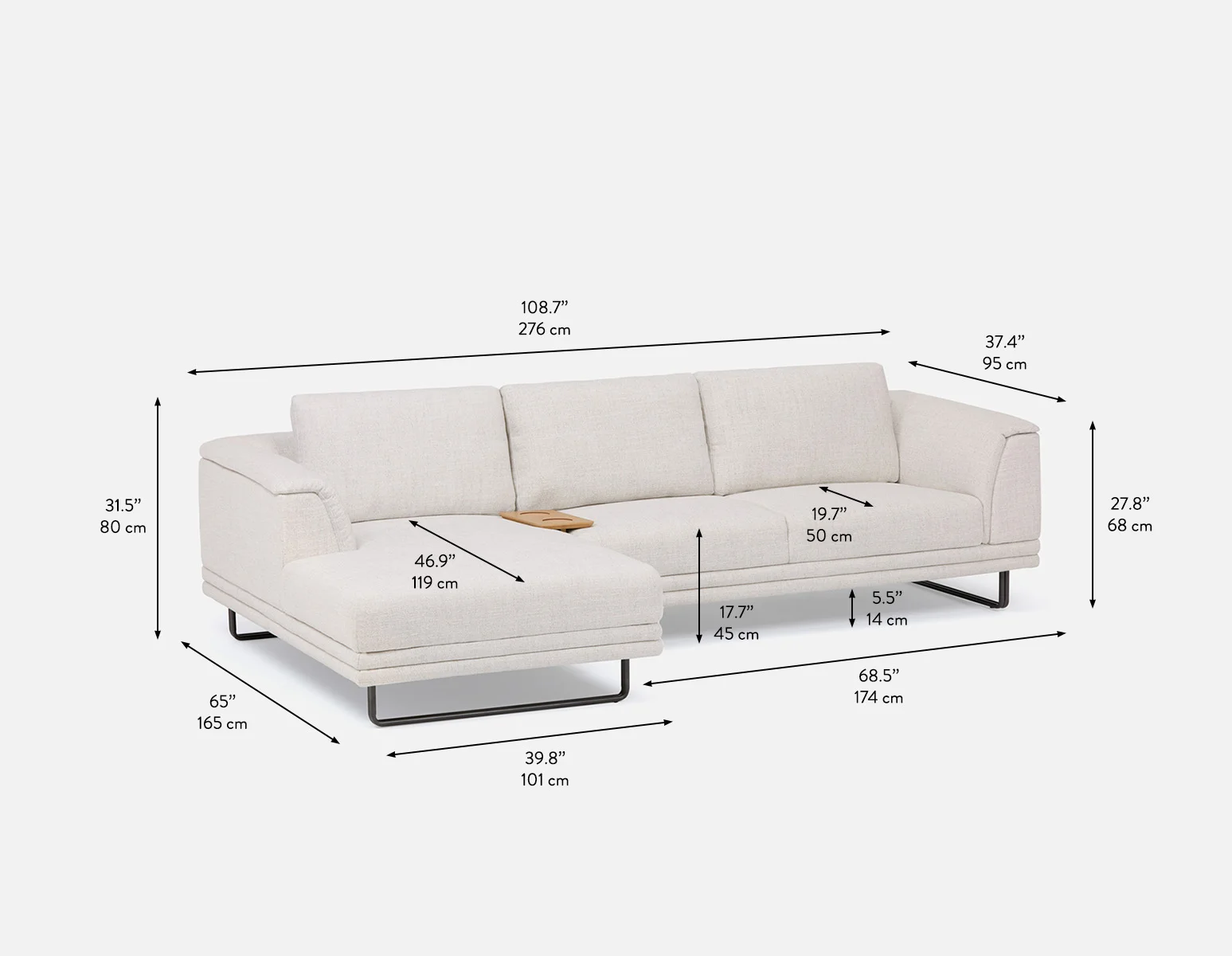DIEGO — Modern contemporary sectional-sofa with tray (46-13-25-93-F) - Image 13