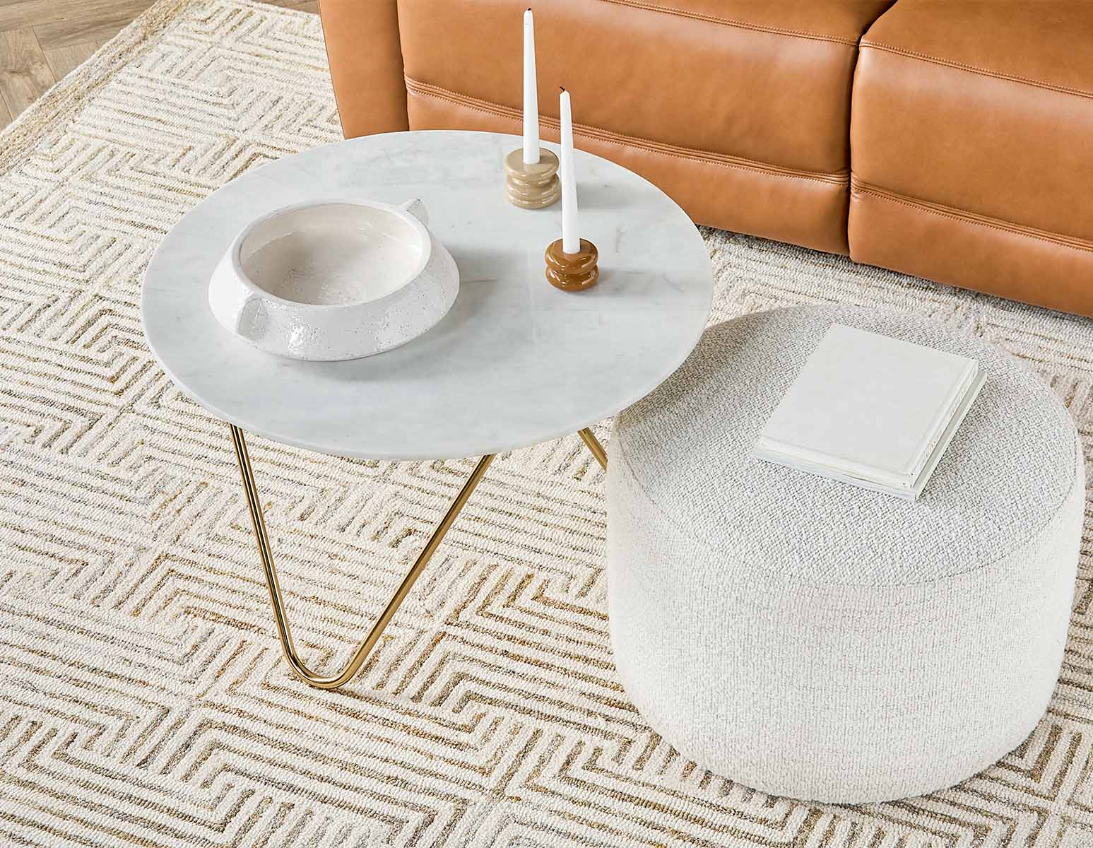 AKOT — Round marble coffee table 75 cm with gold-colored metal legs (23-73-87-10) - Image 6