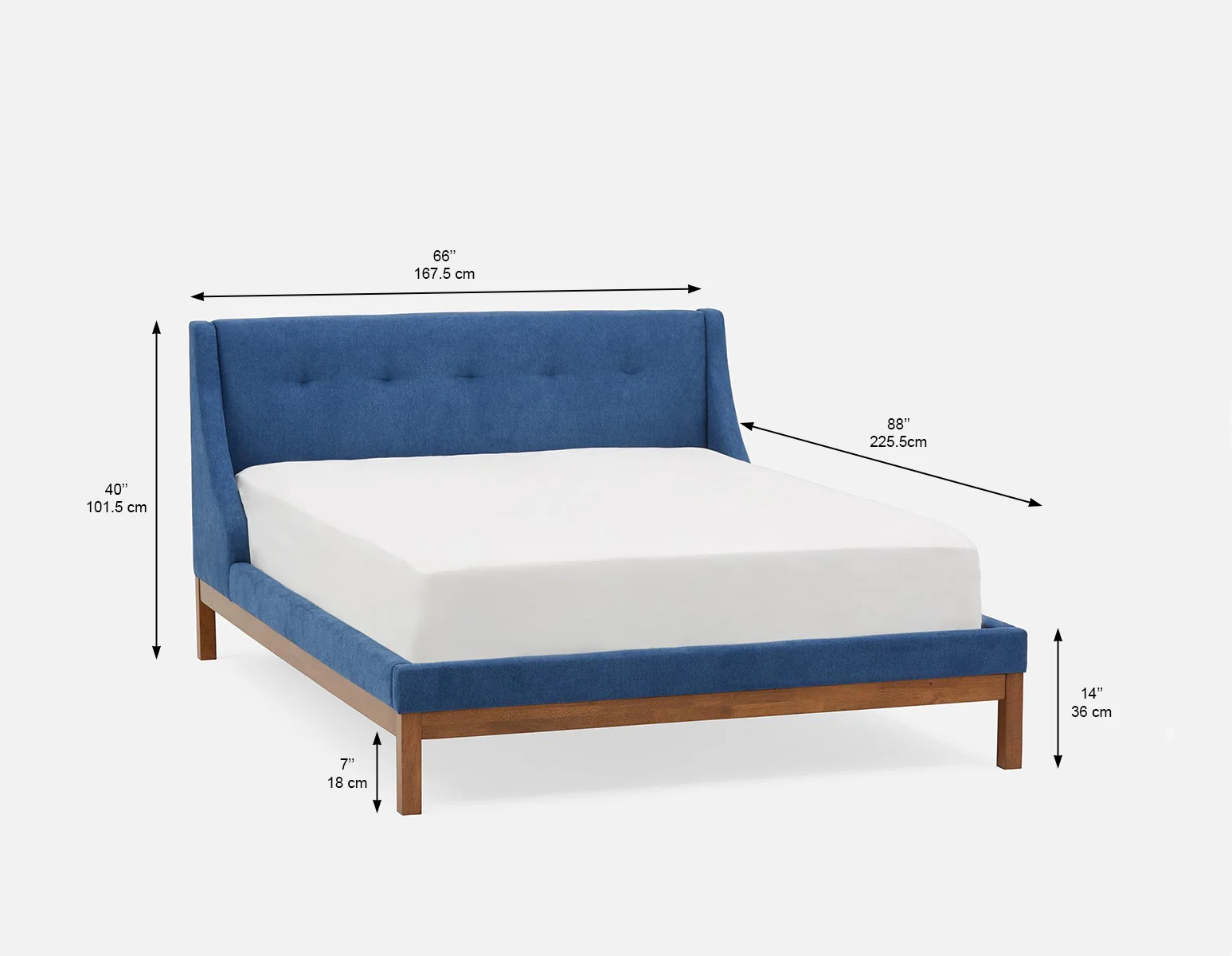 MUROL — Mid-century modern tufted upholstered wingback queen size bed (67-18-90-60) - Image 6