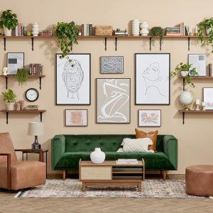 LORETTA — Mid-century modern velvet 3-seater sofa (18-76-63-70)