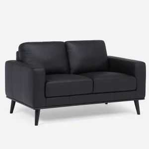 BETTA — 100% leather mid century loveseat (24-76-17-20)