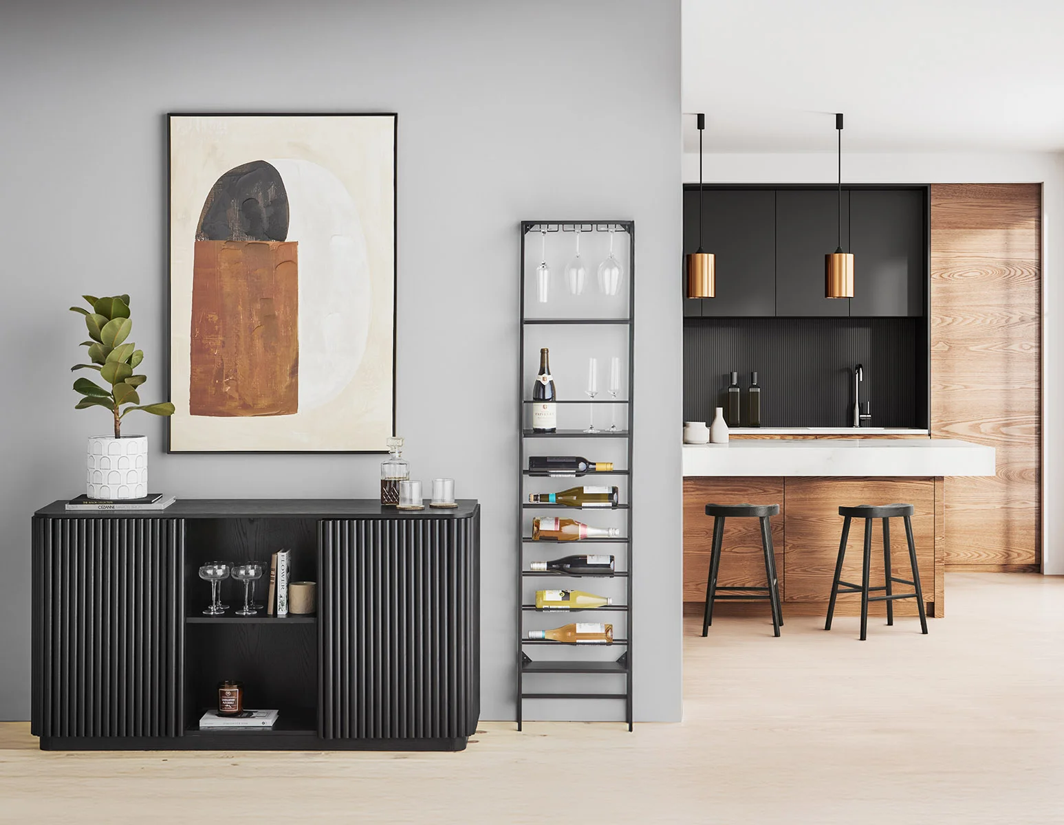 JAZZ — Contemporary metal wine rack 40x180cm