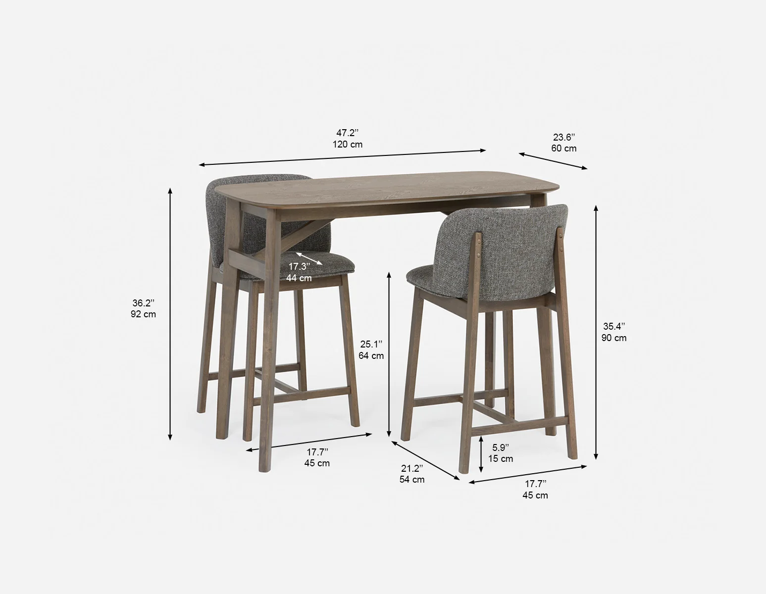 KAILUA — Mid-century modern 3-piece pub table set - Image 13