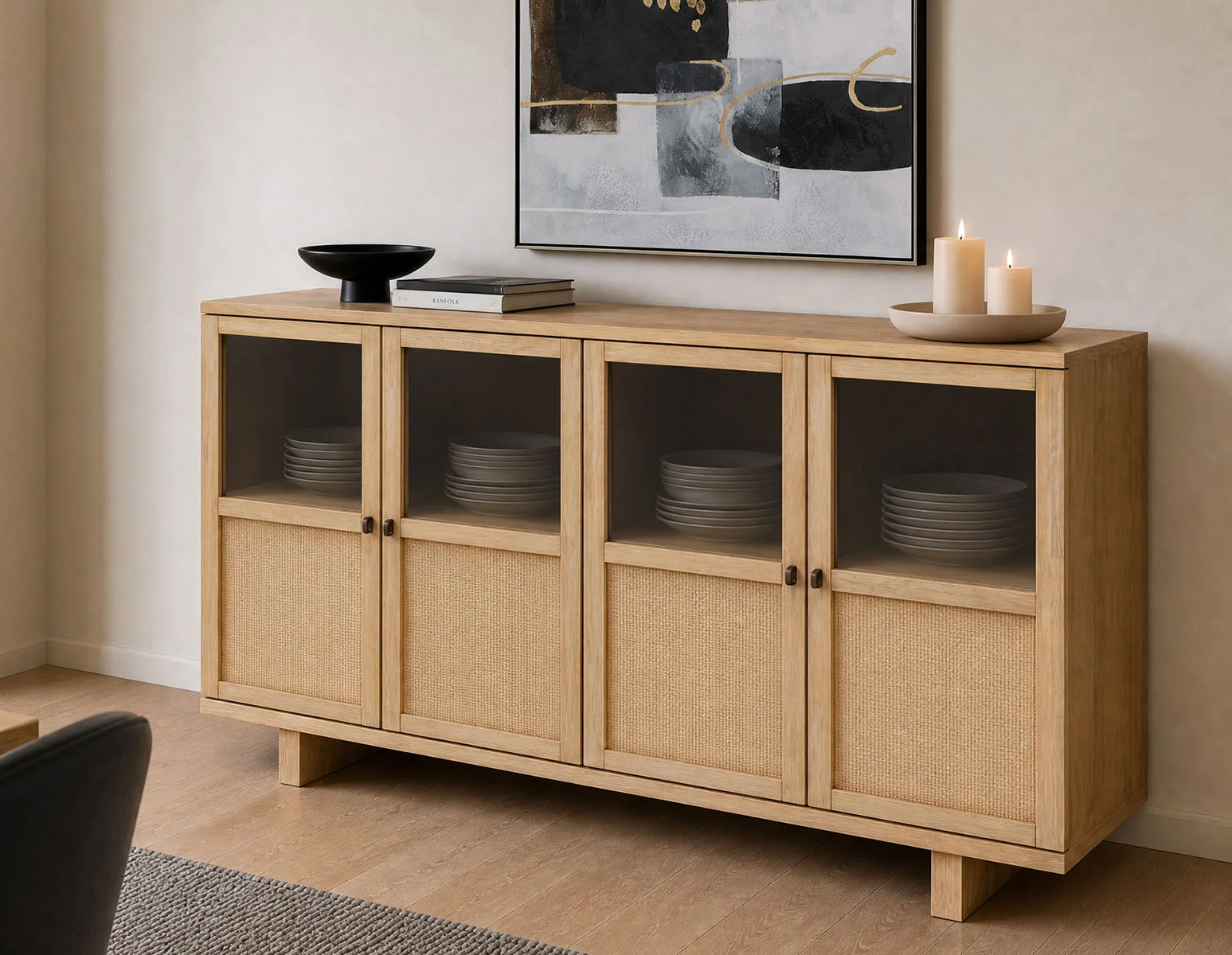 GILLIS — Modern farmhouse 2-folding doors sideboard