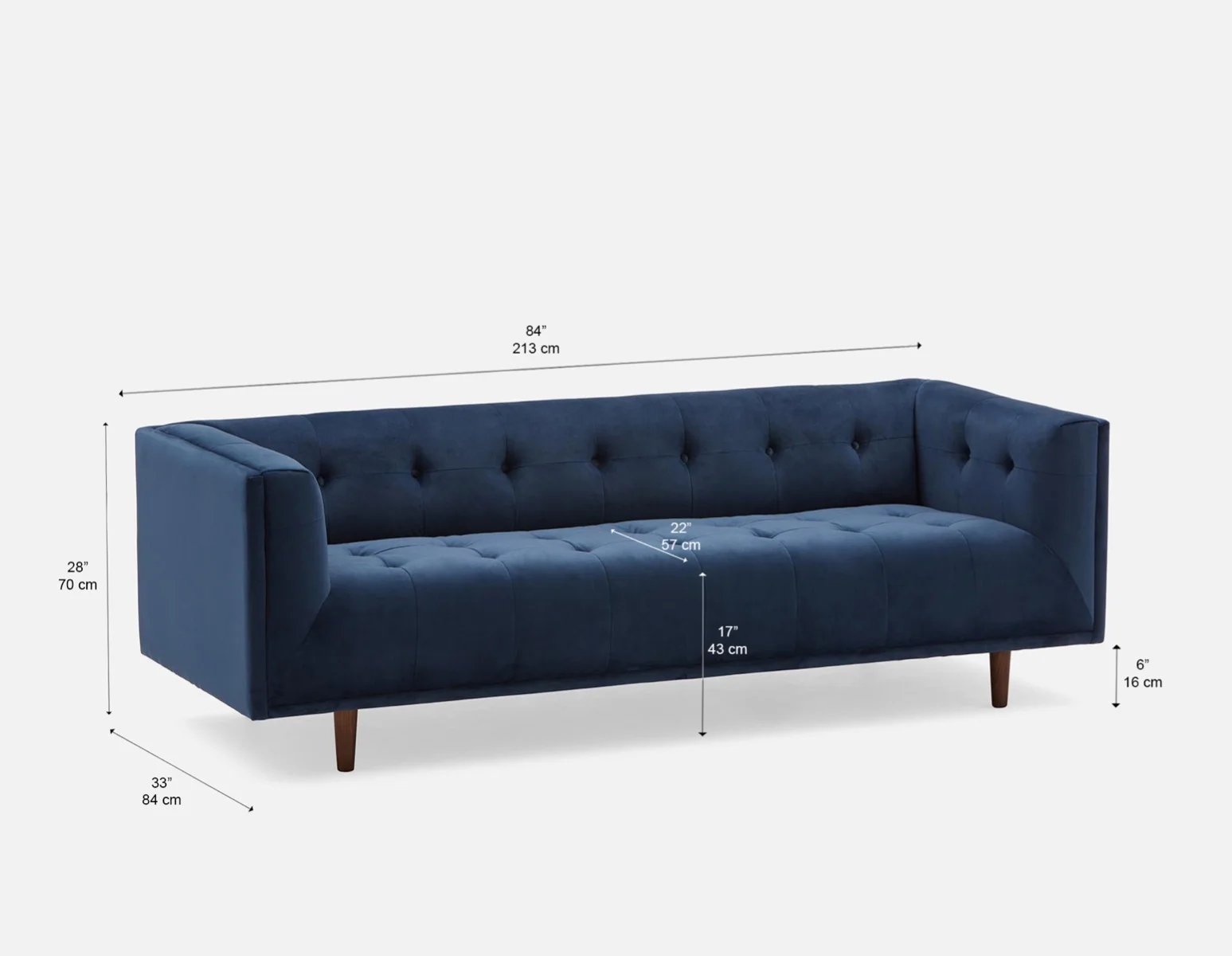 LORETTA — Mid-century modern velvet 3-seater sofa (18-76-63-60) - Image 7