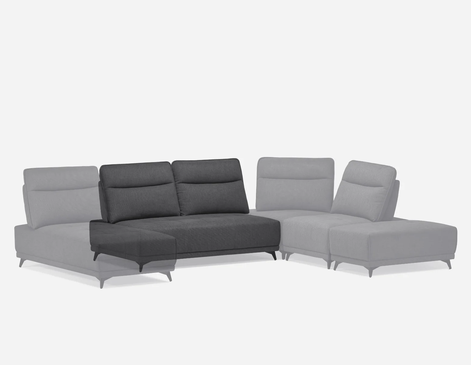 SIMON — Modern contemporary armless loveseat with adjustable backrest (75-79-85-30) - Image 2
