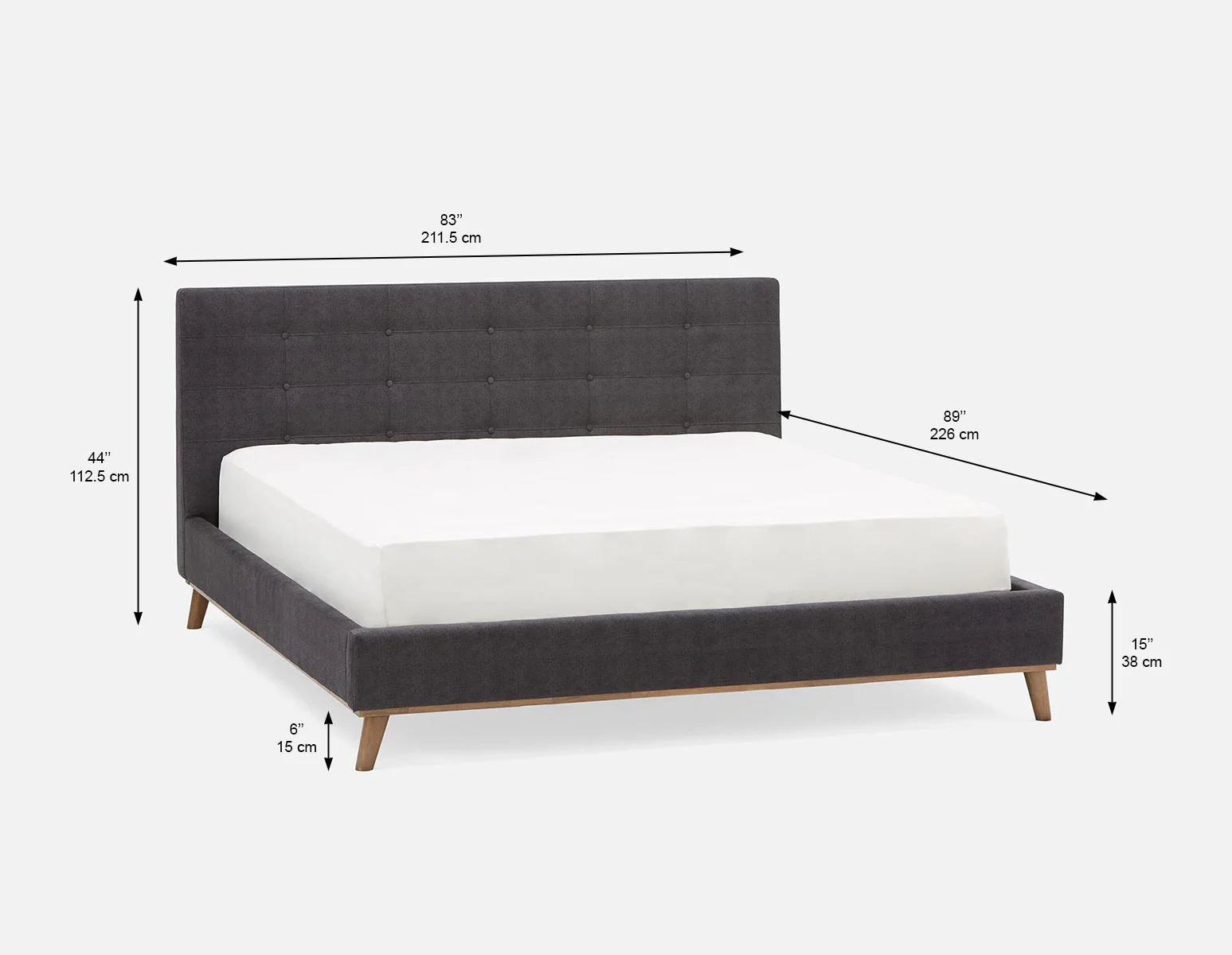 CARME — Mid-century modern tufted upholstered king size bed (98-53-18-33-D) - Image 8