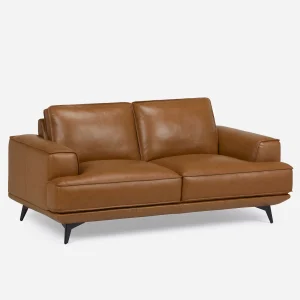 ALPHA — 100% leather mid century loveseat (68-16-19-96)