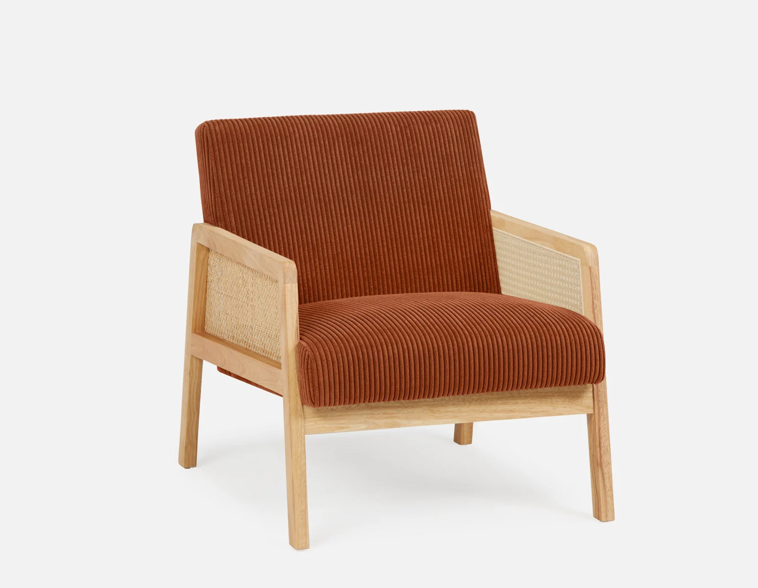 BECKETT — Armchair with corduroy and rattan accents (58-39-40-45) - Image 14