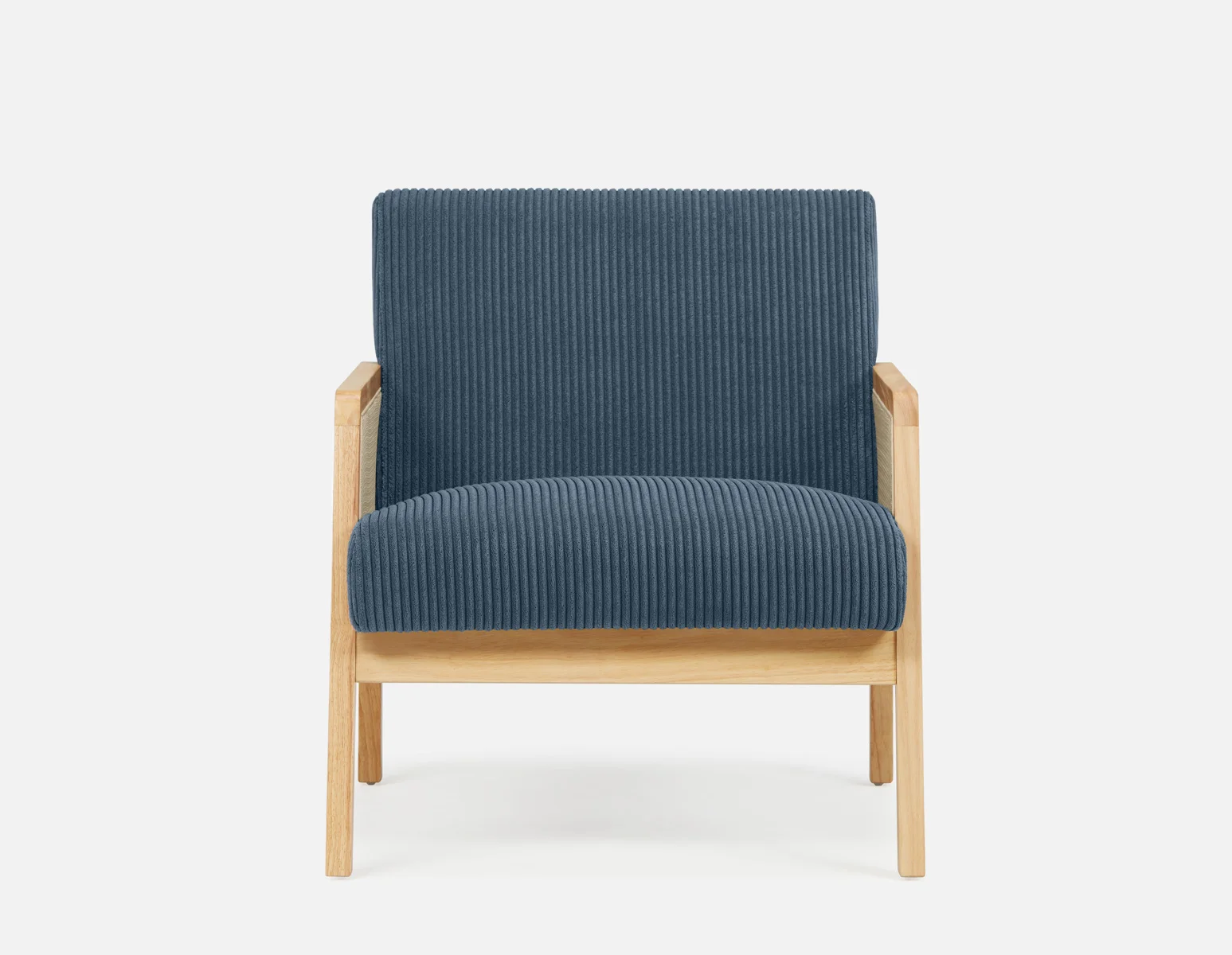 BECKETT — Armchair with corduroy and rattan accents (58-39-40-60-D) - Image 2