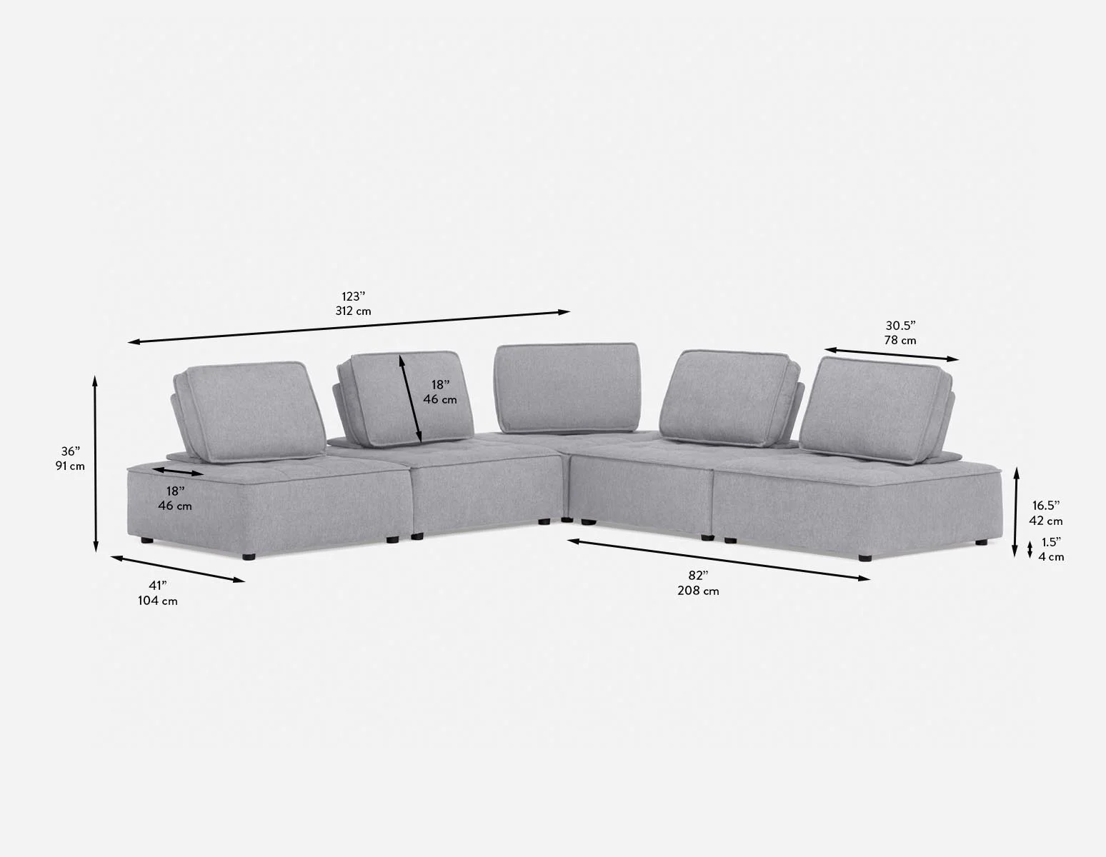 LEON — 5-pc modular interchangeable sofa (69-04-32-62) - Image 7