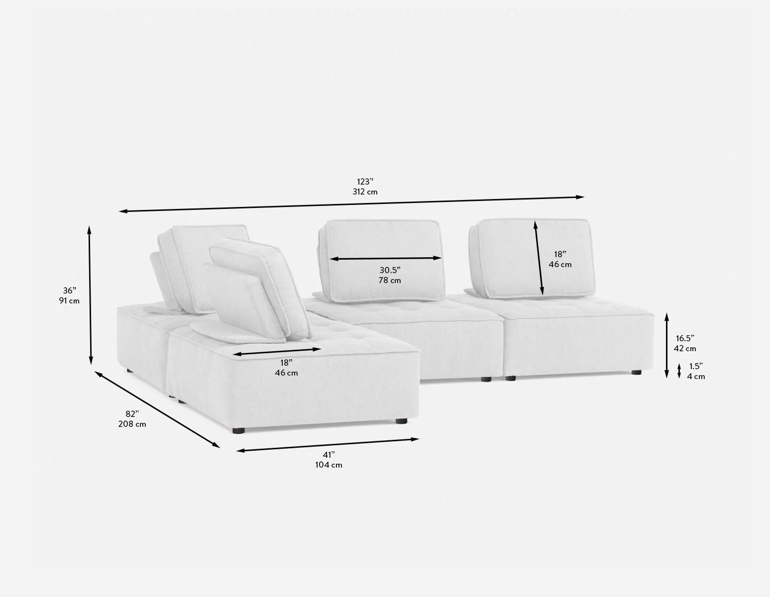 LEON — 4-pc modular interchangeable sofa (35-86-37-95) - Image 8