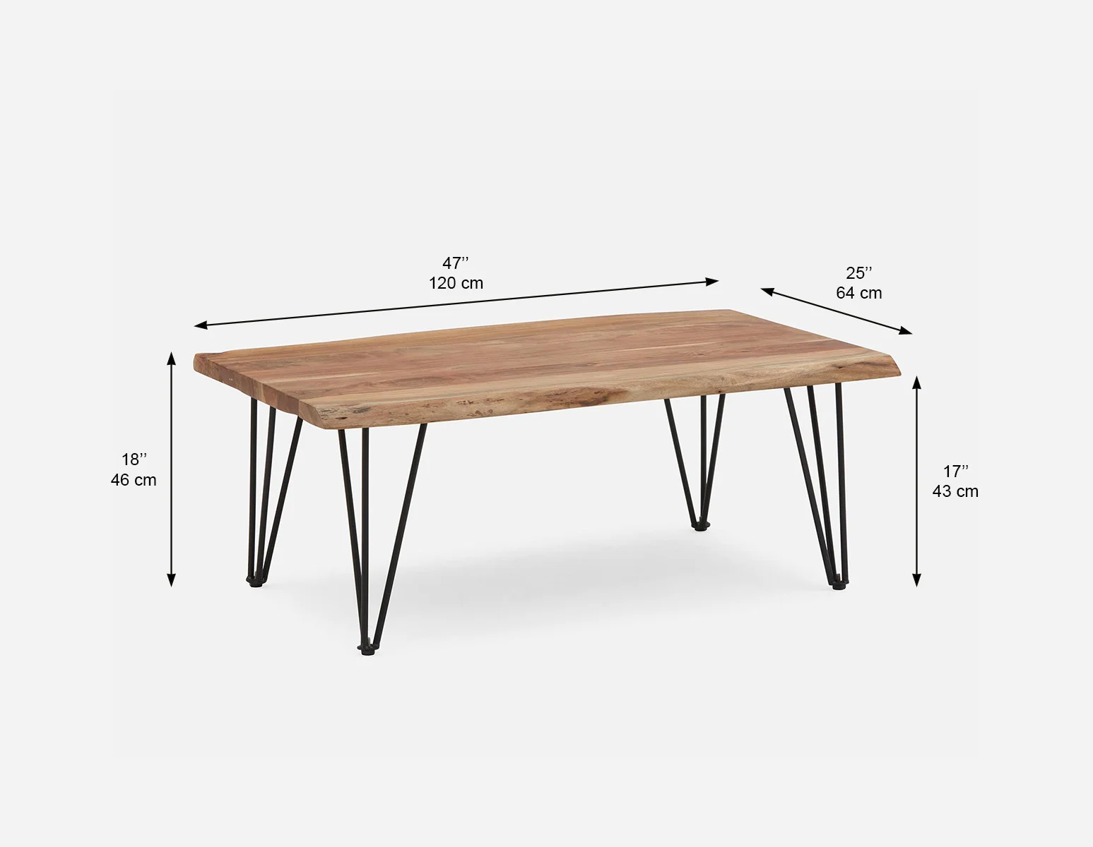 RENO — Solid acacia wood coffee table 120 cm - Image 7