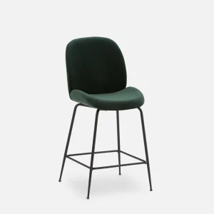 JUDITH — Velvet counter stool with backrest 68 cm (77-45-45-70)