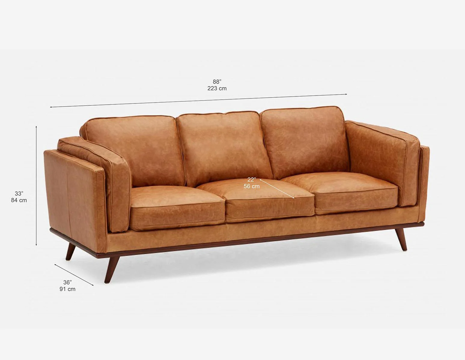 ROWAN — Mid-century modern 100% leather 3-seater sofa (19-46-33-49-D) - Image 8