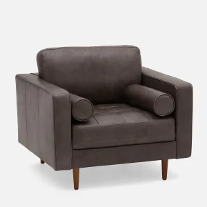 KINSEY — 100% leather armchair (59-04-04-30)