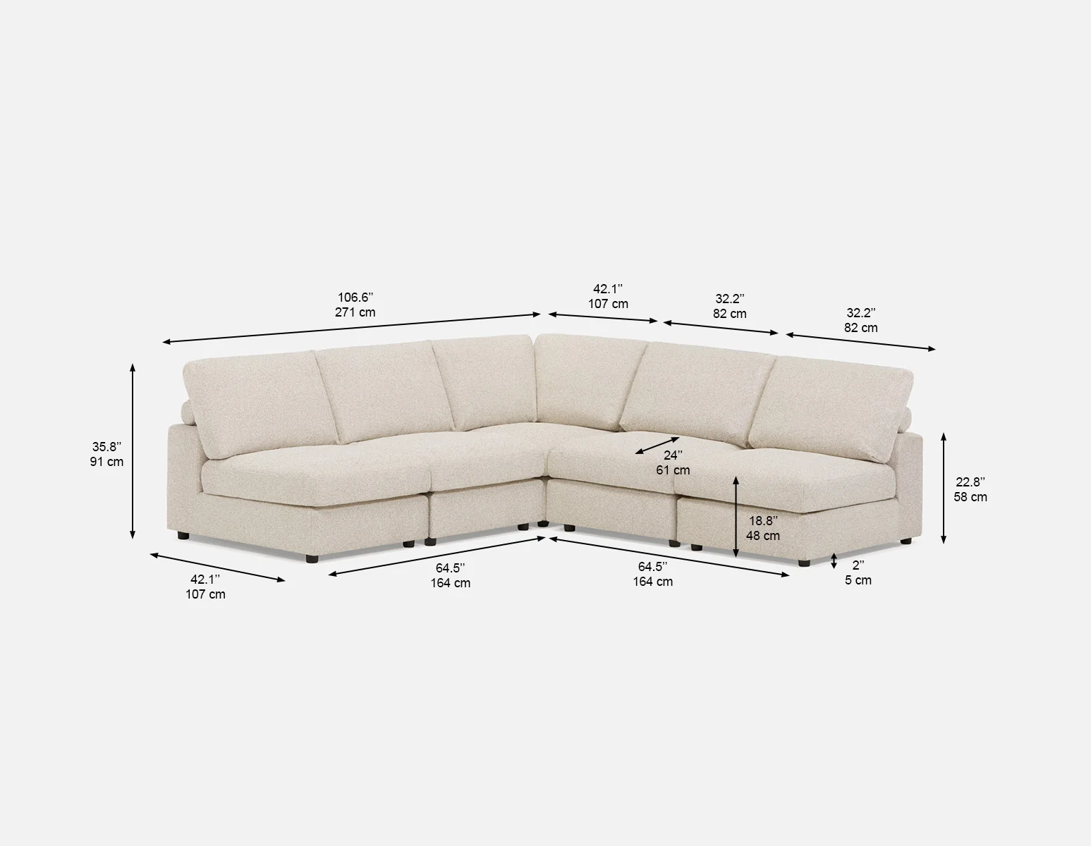 OLISA — 5-pc modular interchangeable sofa (59-39-05-95) - Image 8