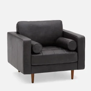 KINSEY — 100% leather armchair (59-04-04-20)