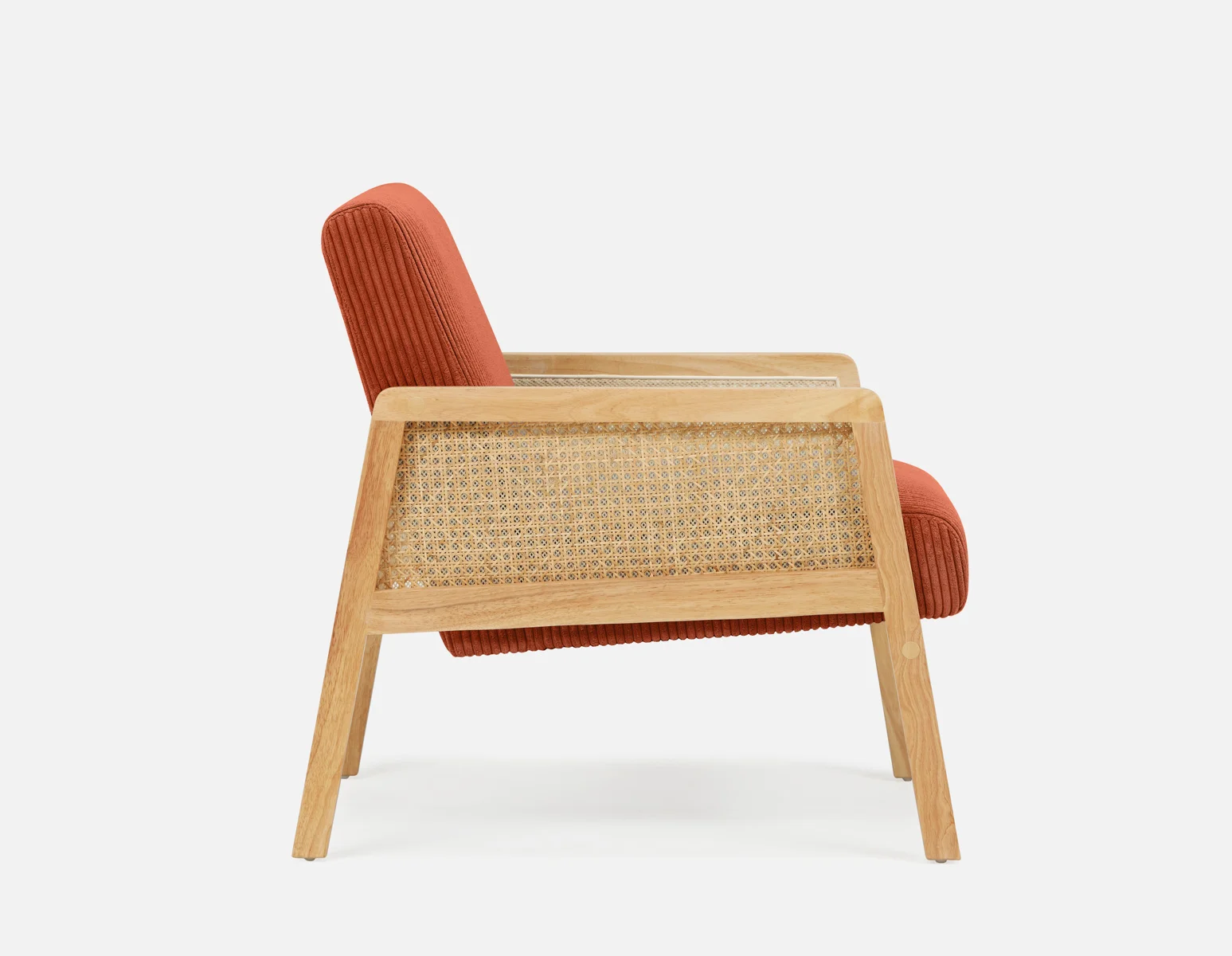 BECKETT — Armchair with corduroy and rattan accents (58-39-40-45) - Image 9
