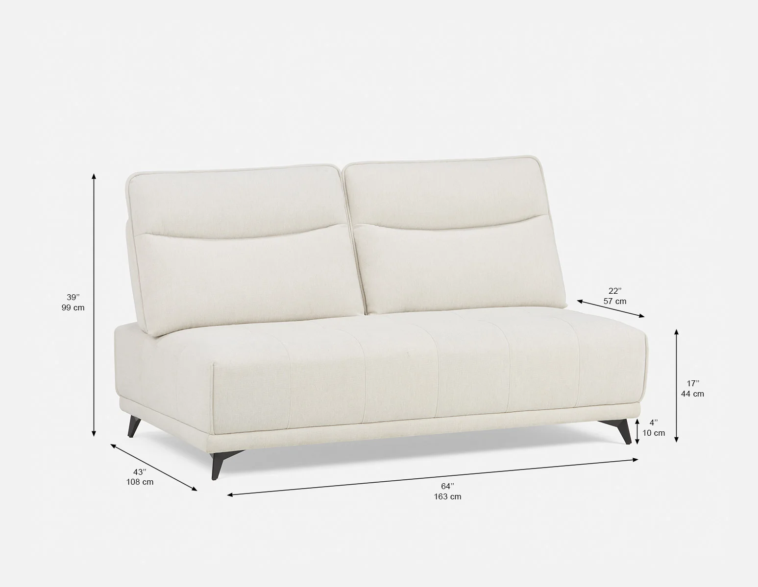 SIMON — Modern contemporary armless loveseat with adjustable backrest (75-79-85-95) - Image 13