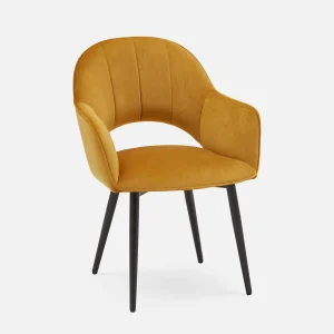 BAILEY — Contemporary velvet dining armchair (67-16-44-86)