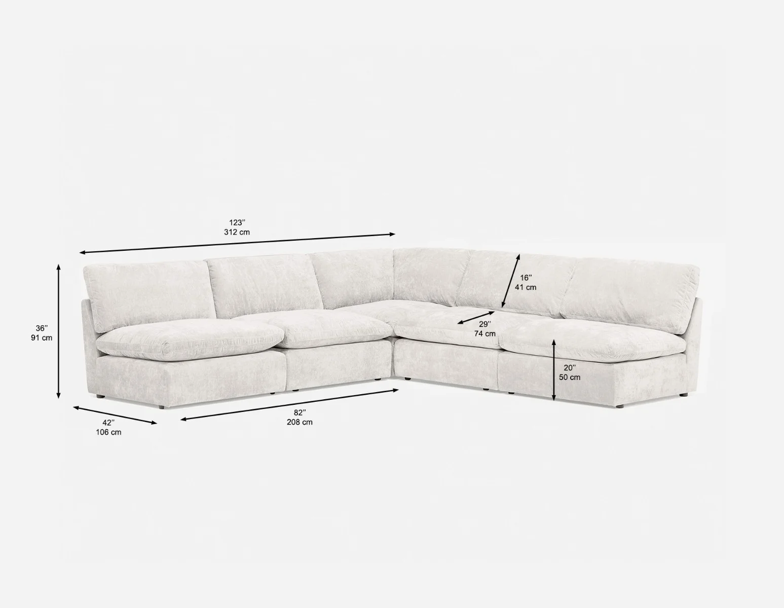 CHABLIS — 5-pc modular interchangeable sofa (14-49-69-46) - Image 5