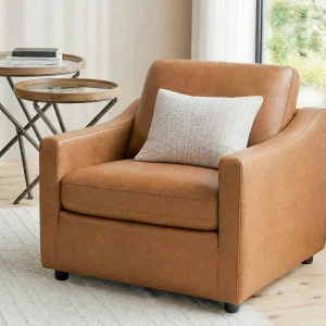 LIMA — Modern 100% leather armchair (74-41-36-49)