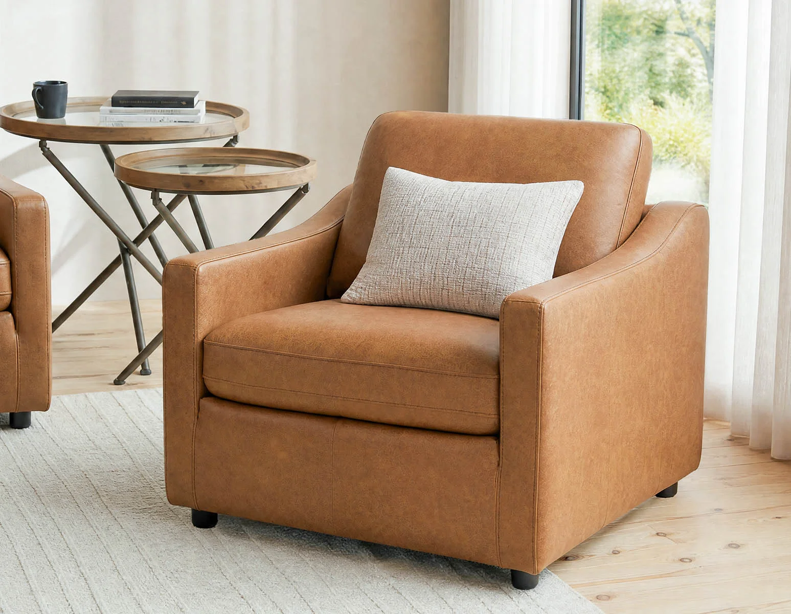 LIMA — Modern 100% leather armchair (74-41-36-49)