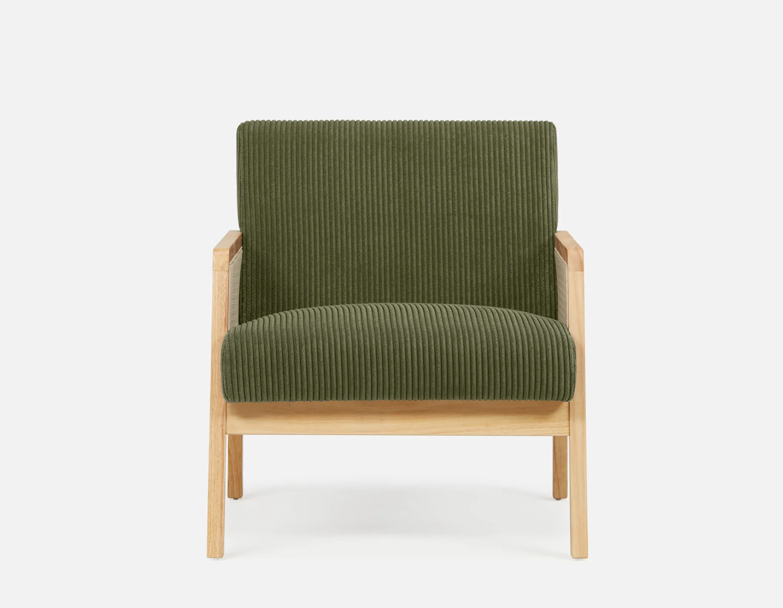 BECKETT — Armchair with corduroy and rattan accents (58-39-40-84) - Image 3