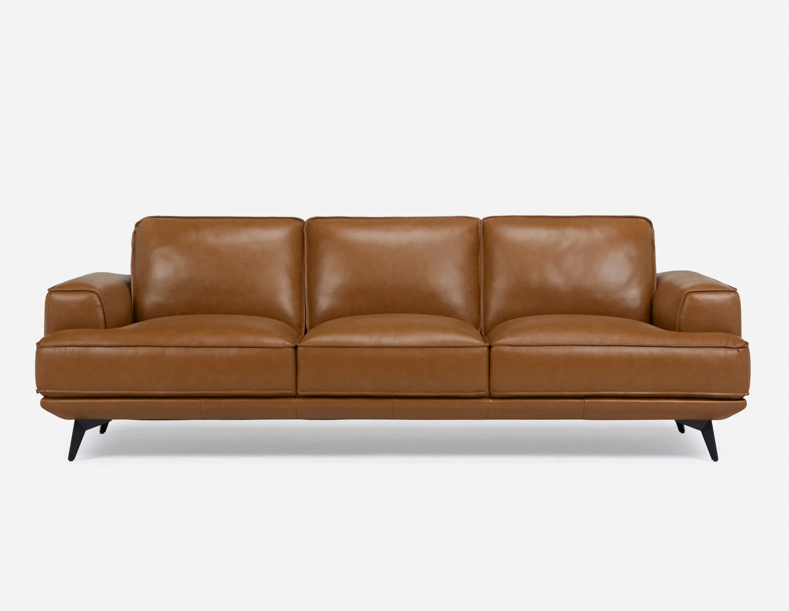 ALPHA — 100% leather mid century 3-seater sofa (79-69-64-96) - Image 2