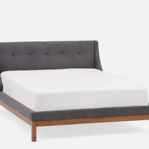 MUROL — Mid-century modern tufted upholstered wingback queen size bed (67-18-90-33)