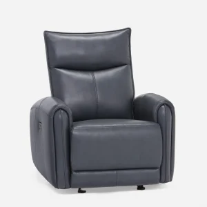 CALVERO — Contemporary power-reclining and glider 100% leather armchair with usb port (84-12-10-60)