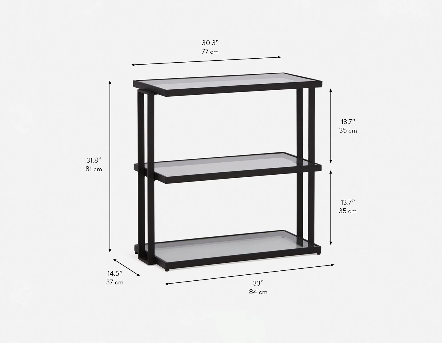 AGLAYA — 3-Tier tempered Glass Shelves 84cm (88-97-08-20) - Image 10