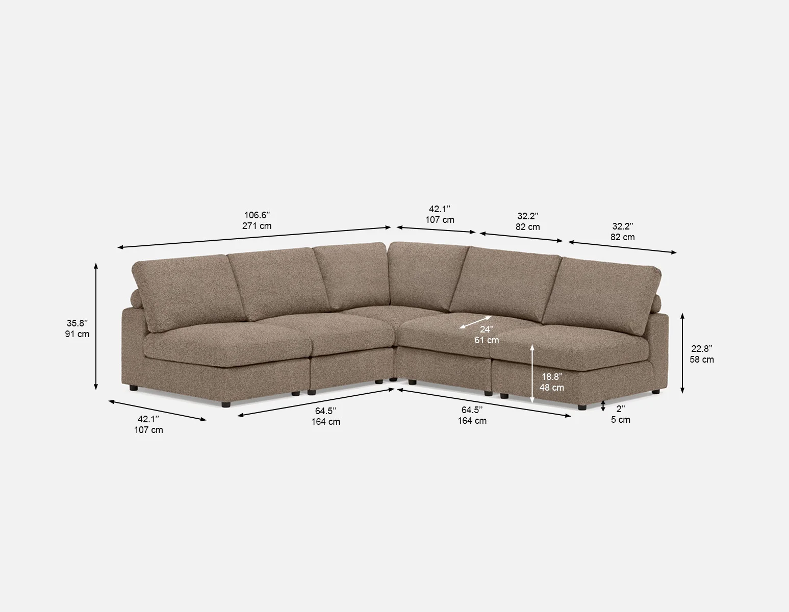 OLISA — 5-pc modular interchangeable sofa (59-39-05-52) - Image 8
