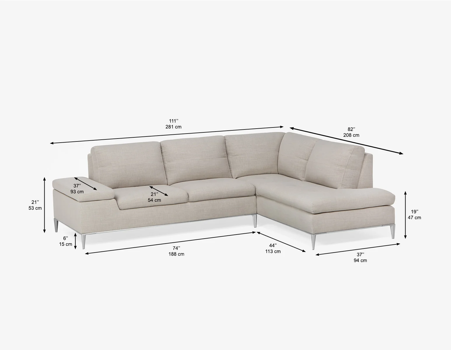 ANDREW — Right-facing sectional sofa in performance fabric (45-44-77-30) - Image 11