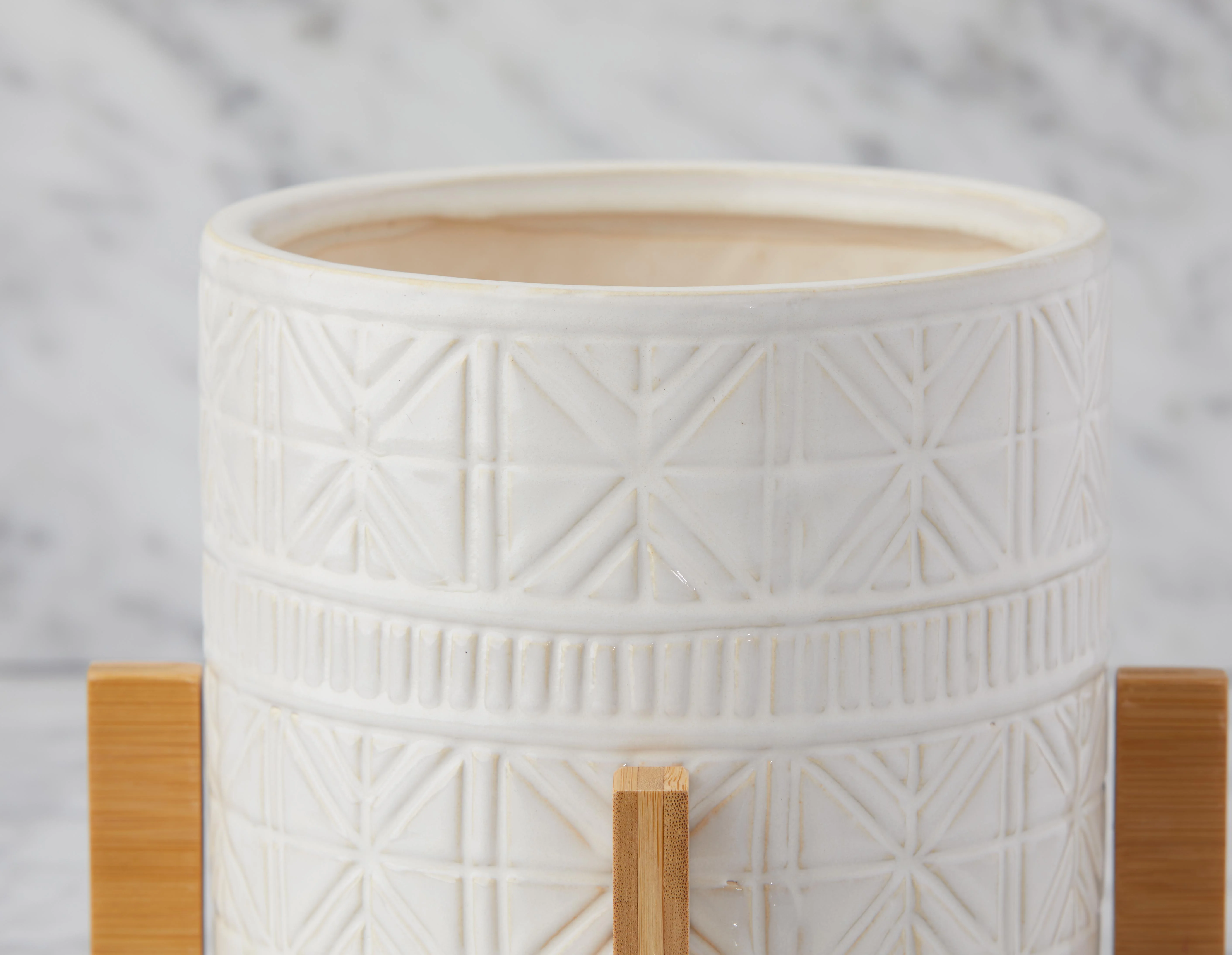 BOLANOW — Ceramic planter with bamboo stand 24 cm - Image 6