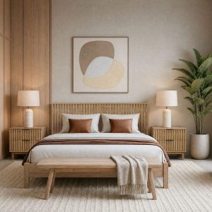 RIONA — Japandi style king size bed