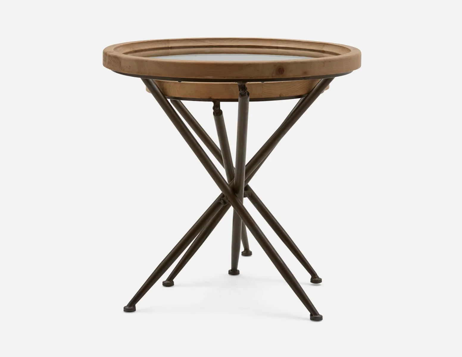 KAY — Set of 2 fir wood nesting tables with tempered glass tops (45-60-44-42) - Image 3