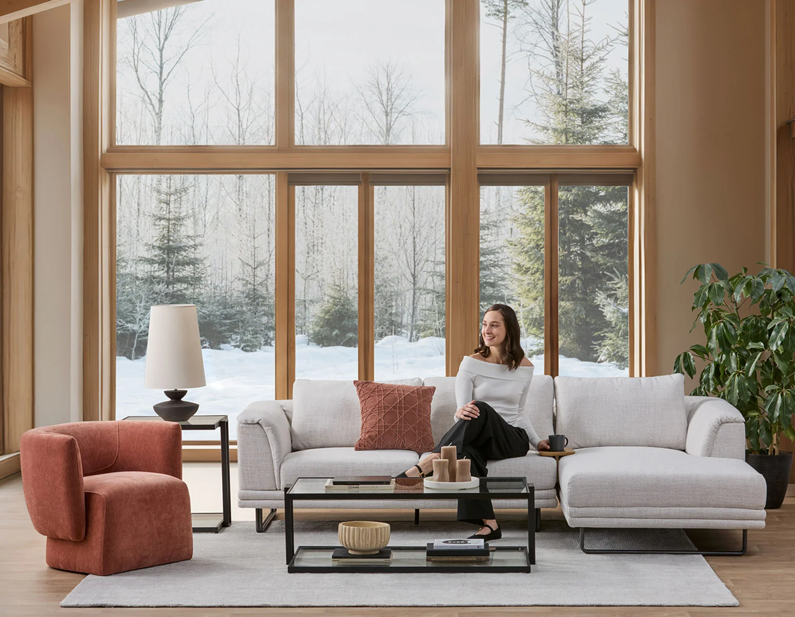 DIEGO — Modern contemporary sectional-sofa with tray (46-13-25-93-F)