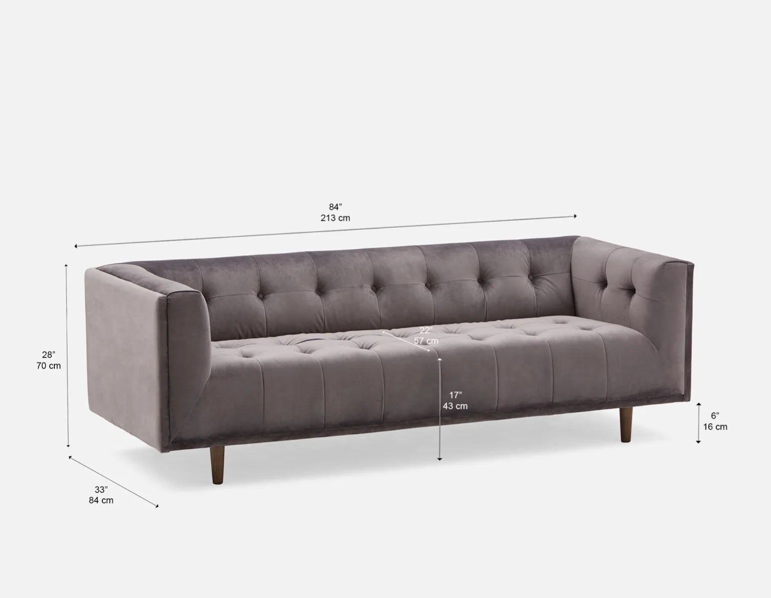 LORETTA — Mid-century modern velvet 3-seater sofa (18-76-63-30) - Image 7