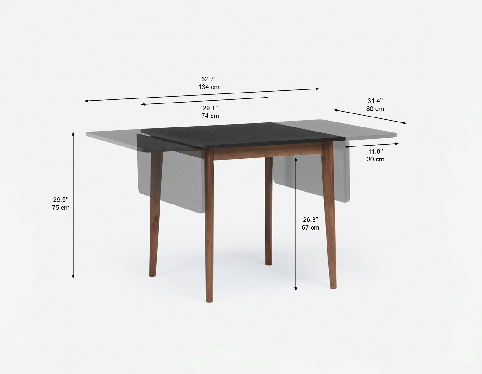 FINA — Modern contemporary dining table with 2 drop leaf extension 74cm to 134cm - Image 11