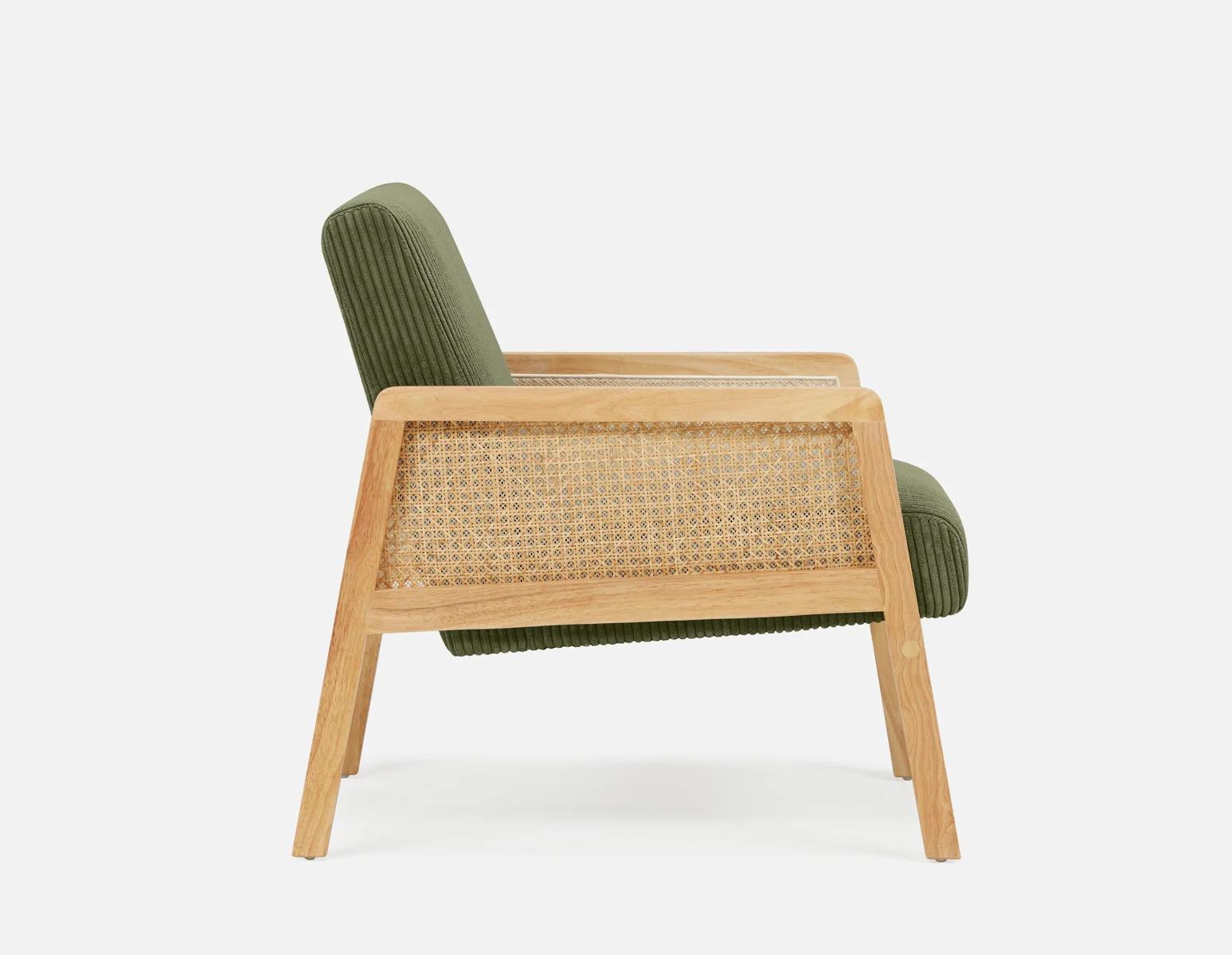 BECKETT — Armchair with corduroy and rattan accents (58-39-40-84) - Image 10